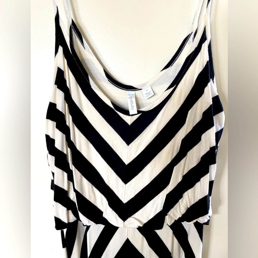 Black and white striped maxi dress